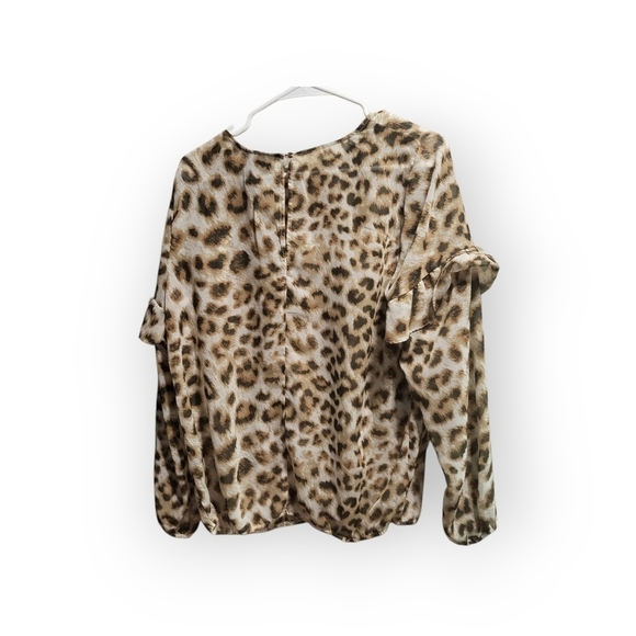 Animal Print Wrangler Retro Blouse With Ruffle Sleeve Size Medium - Picture 2 of 4